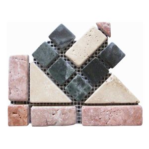 Natural stone meshed mosaic bordure corner