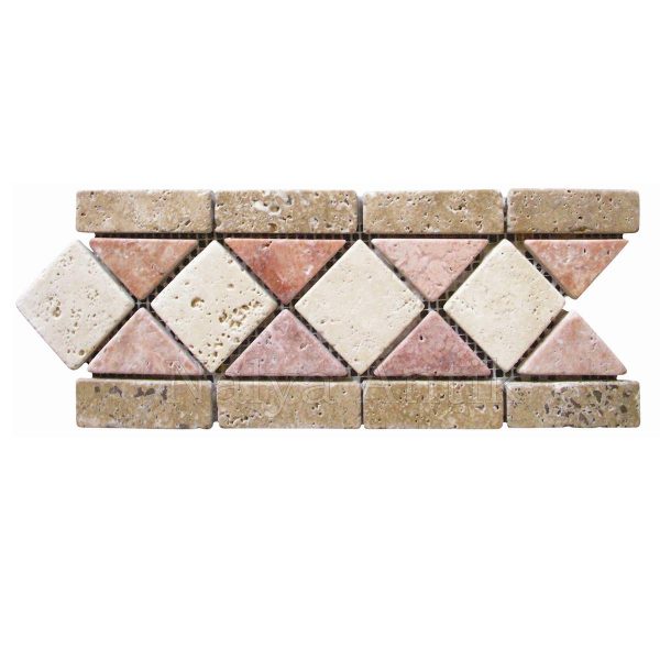 Natural stone meshed mosaic bordure