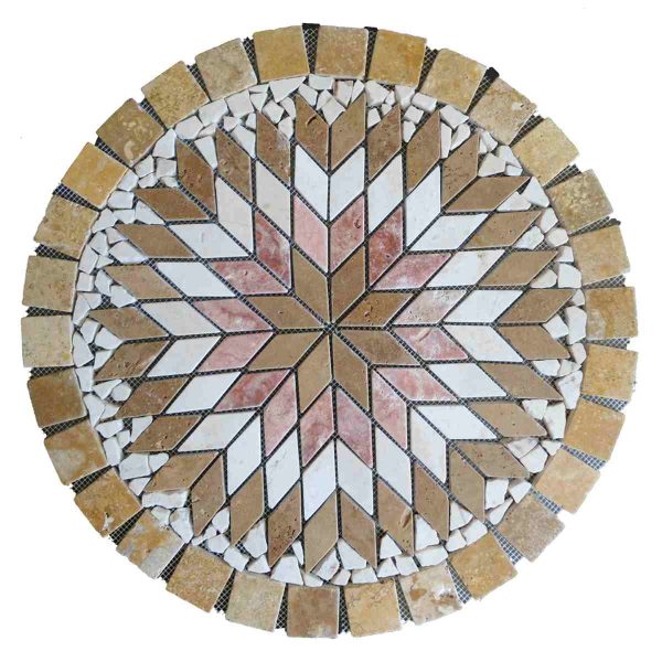 Natural stone meshed mosaic medallion