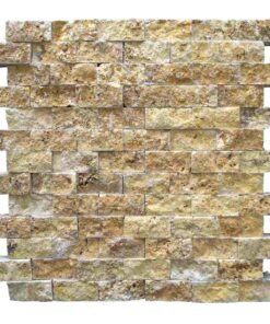 2,3x4,8 cm Split Face Sarı (Golden) Traverten Fileli Mozaik