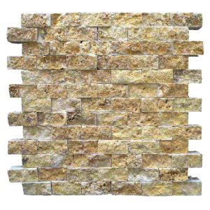 2,3x4,8 cm Split Face Sarı (Golden) Traverten Fileli Mozaik