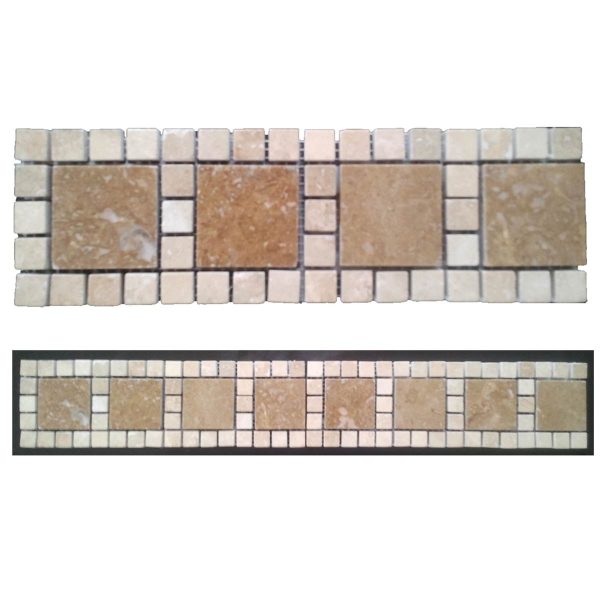 Natural stone meshed mosaic bordure