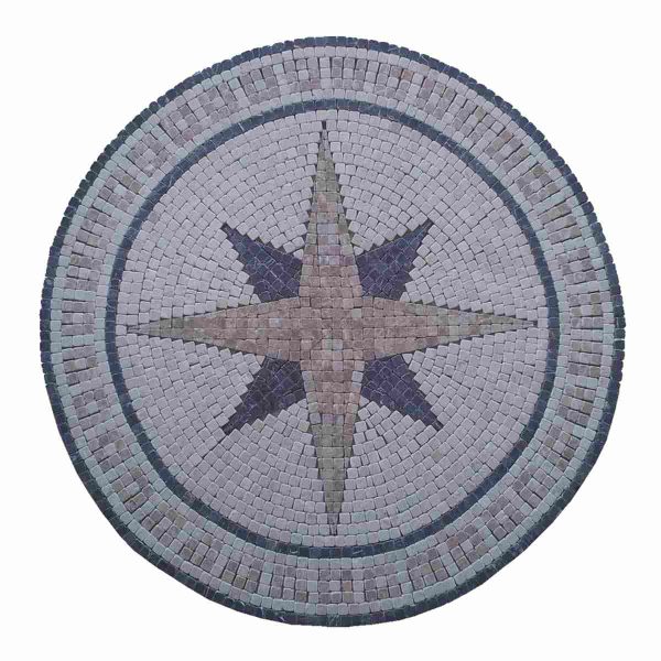 Natural stone meshed mosaic medallion