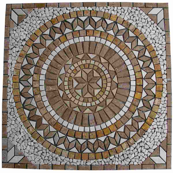 Natural stone meshed mosaic medallion