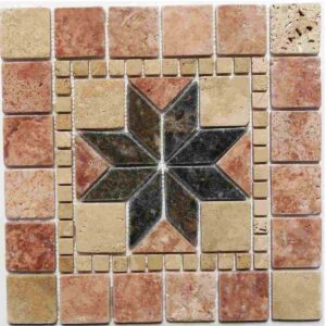 Square Netted Meshed mosaic Travertine Marble Decor Medallion