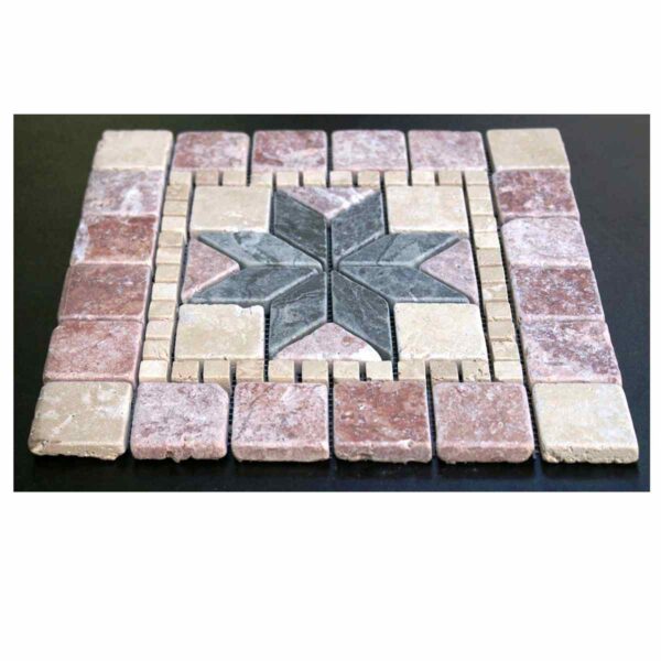 Square Netted Meshed mosaic Travertine Marble Decor Medallion