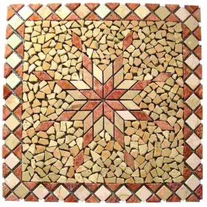 Square Netted Meshed mosaic Travertine Marble Decor Medallion