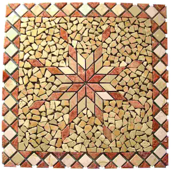 Square Netted Meshed mosaic Travertine Marble Decor Medallion