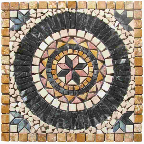 Square Netted Meshed mosaic Travertine Marble Decor Medallion