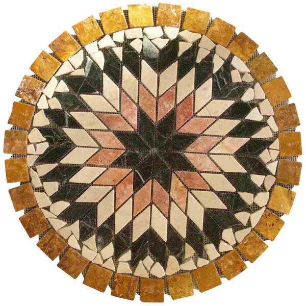 Round Netted Meshed mosaic Travertine Marble Decor Medallion