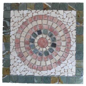 Square Netted Meshed mosaic Travertine Marble Decor Medallion