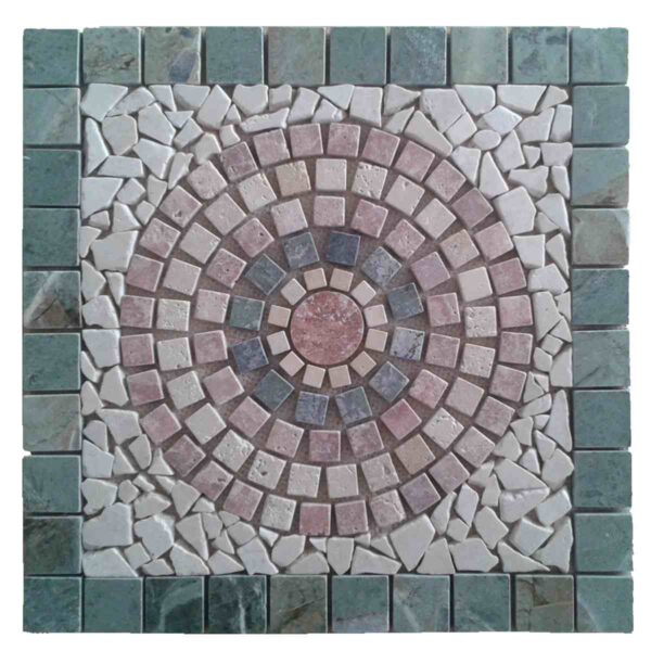 Square Netted Meshed mosaic Travertine Marble Decor Medallion