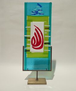 Glass fused decor with Kufic script