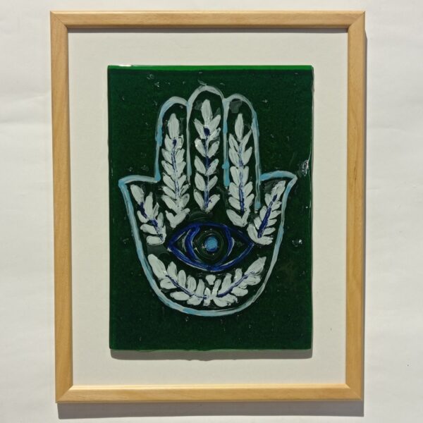 Fatma mothers Hand Green White Glass Picture Frame