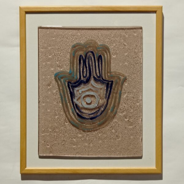 fatma mother's hand pink white glass picture frame