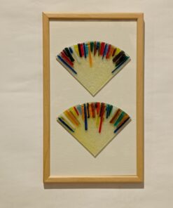 colorful double fan glass picture frame