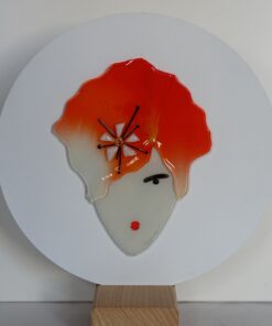 orange hair red lipstick glass picture frame