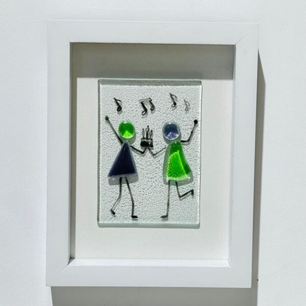 purple green balloon and kids glass picture frame