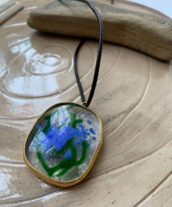 Mavi Yeşil Tasarın Elyapımı Kolye