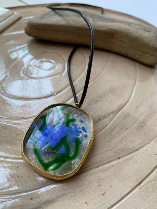 Mavi Yeşil Tasarın Elyapımı Kolye