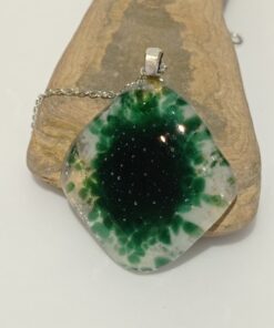 Galaksi Yeşili Tasarım Cam Kolye