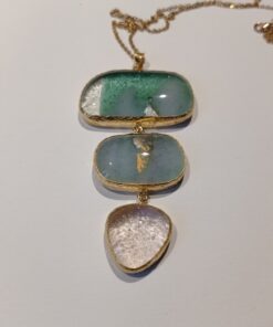 Tasarım Buzul Temalı Elyapımı Cam Kolye