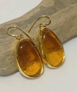 handmade honey yellow glass fusion earrings