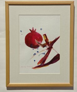 pomegranate whirling dervish red watercolor frame