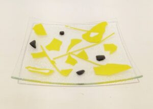 Kare Soyut Cam Tabak