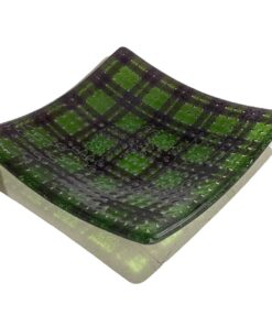 blue green patterned glass fusion handmade plate