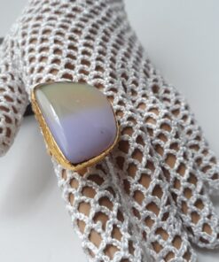 Mor Sarı Tasarım Cam Yüzük