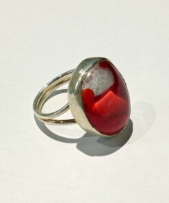 Kımızı Şeffaf Tasarım Cam Yüzük