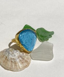 Açık Mavi Üçgen Tasarım Cam Yüzük