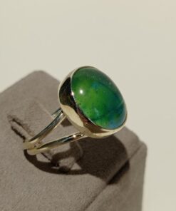 Ebruli Yeşil Tasarım Cam Yüzük