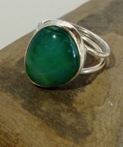 Yeşil Hareli Tasarım Küçük Cam Yüzük