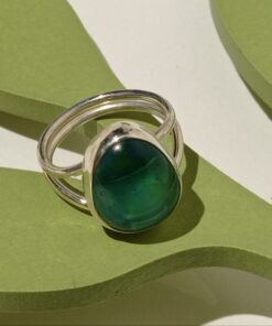 Yeşil Hareli Elyapımı Küçük Cam Yüzük