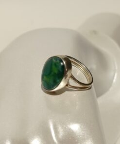 Ebruli Yeşil Elyapımı Yüzük