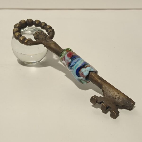 Glass Beads on Brass Key Made with Casting Technique
