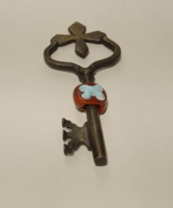 Glass Beads on Brass Key Made with Casting Technique