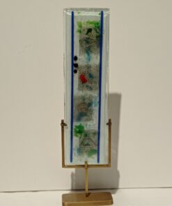 Handmade Fused Glass Sculpture Ancient Symbols with Brass Base by Gamze Haberal