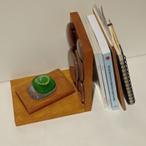 Handmade Fused Glass Book Stoper by Gamze Haberal with Wooden Base