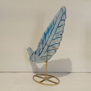 Handmade Fused Glass Sculpture by Gamze Haberal with Brass Base