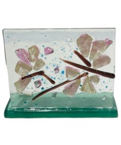 glass fusion pink sakura candle holder