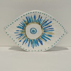 white blue evil eye handmade ceramic
