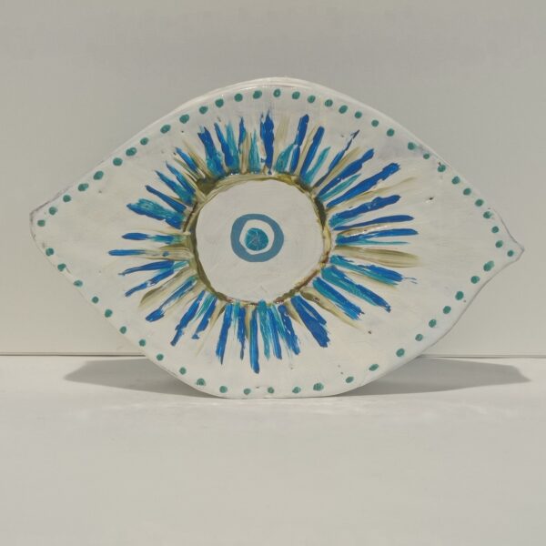 white blue evil eye handmade ceramic