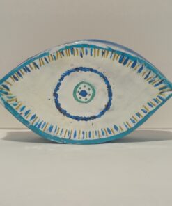 white blue evil eye handmade ceramic