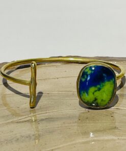 blue green earth glass fusion handmade bracelet