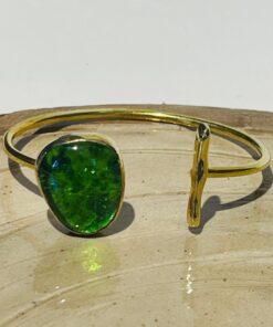 light green earth glass fusion handmade bracelet