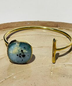 light blue earth glass fusion handmade bracelet