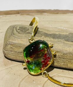 green red earth glass fusion handmade bracelet